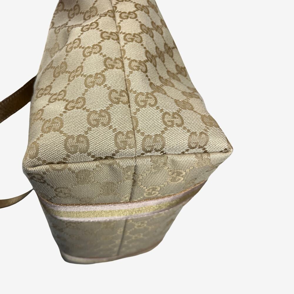Gucci Jolicoeur GG Canvas Gold Leather Trim Tote Shoulder With Charm Cards Italy - Picture 11 of 15